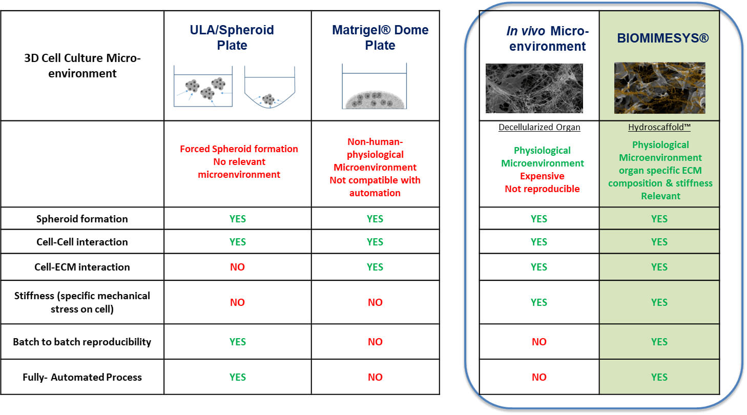 BIOMIMESYS® Comparison with other models