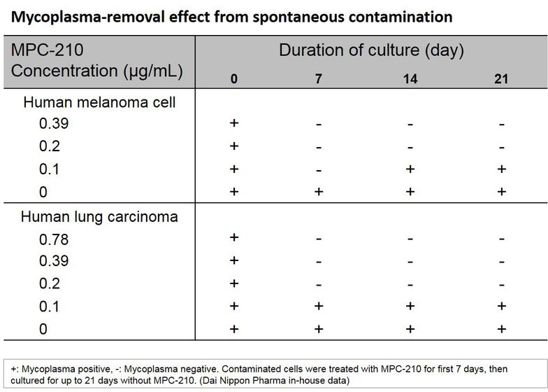 Mycoplasma-removal effect from spontaneous contamination
